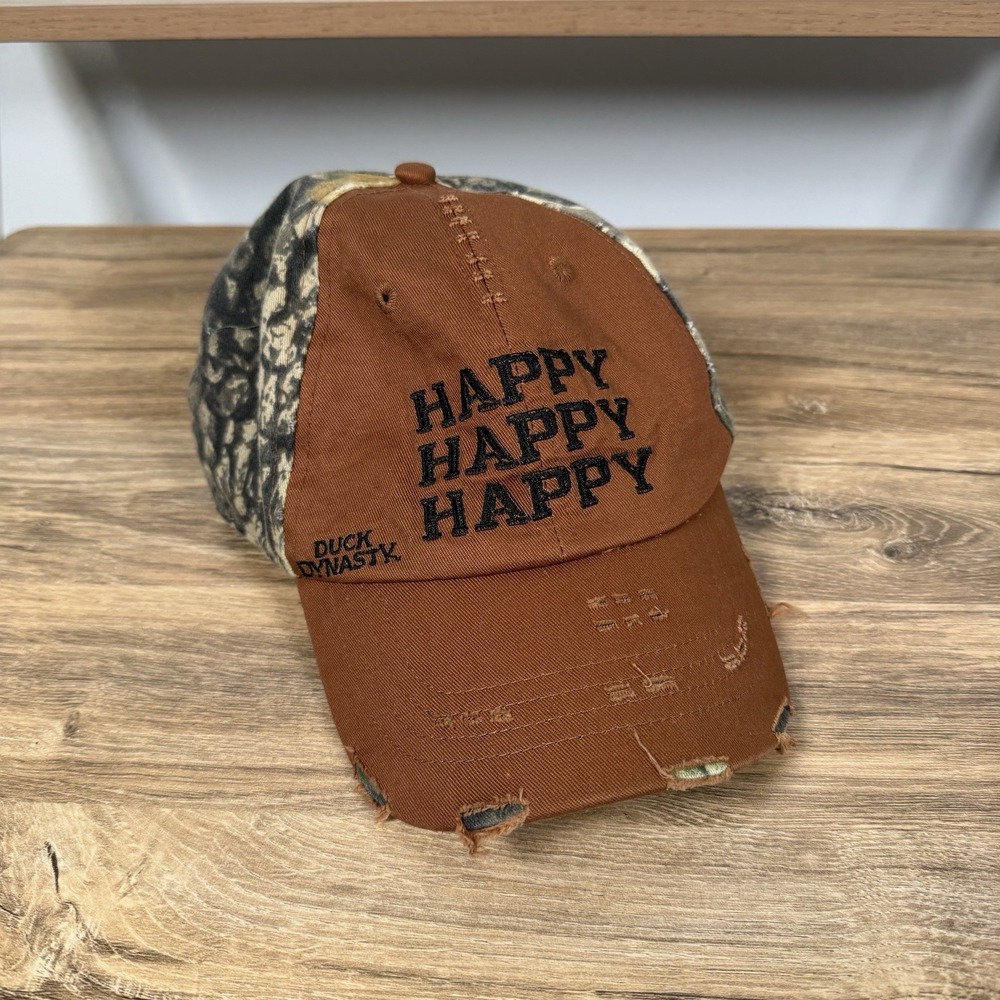 Duck Dynasty‎ "Happy Happy Happy" Brown Green Camo Trucker Hat Adjustable OS